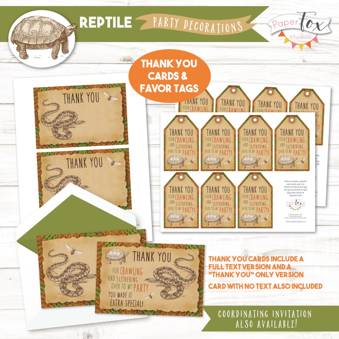 Reptile Birthday Party Printable Decorations Set Featuring - Etsy Canada