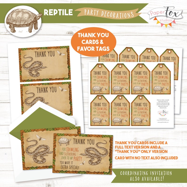 Reptile Birthday Party Printable Decorations Set Featuring - Etsy Canada