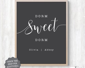Personalized dorm room decor (printable JPG file) featuring custom names of roommates