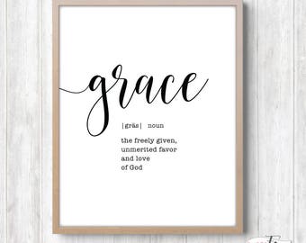 Grace Print, Printable Wall Art, Scripture Wall Art, Farmhouse Decor, Farmhouse Printables, Farmhouse Wall Decor, Religious Wall Art, Grace