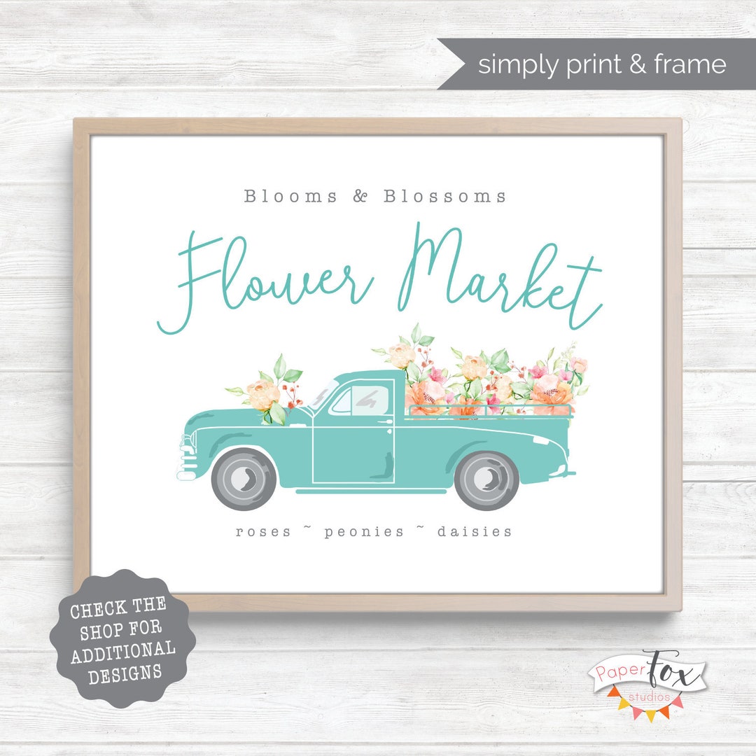 Farmhouse Printable, Printable Wall Art, Flower Market, Farmhouse Decor ...