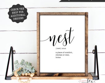 Nest Print, druckbare Wandkunst, unser Nest Schild, Bauernhausdekor, Bauernhaus Drucke, Bauernhausschild, Innendekoration, Zitat Drucke, druckbar