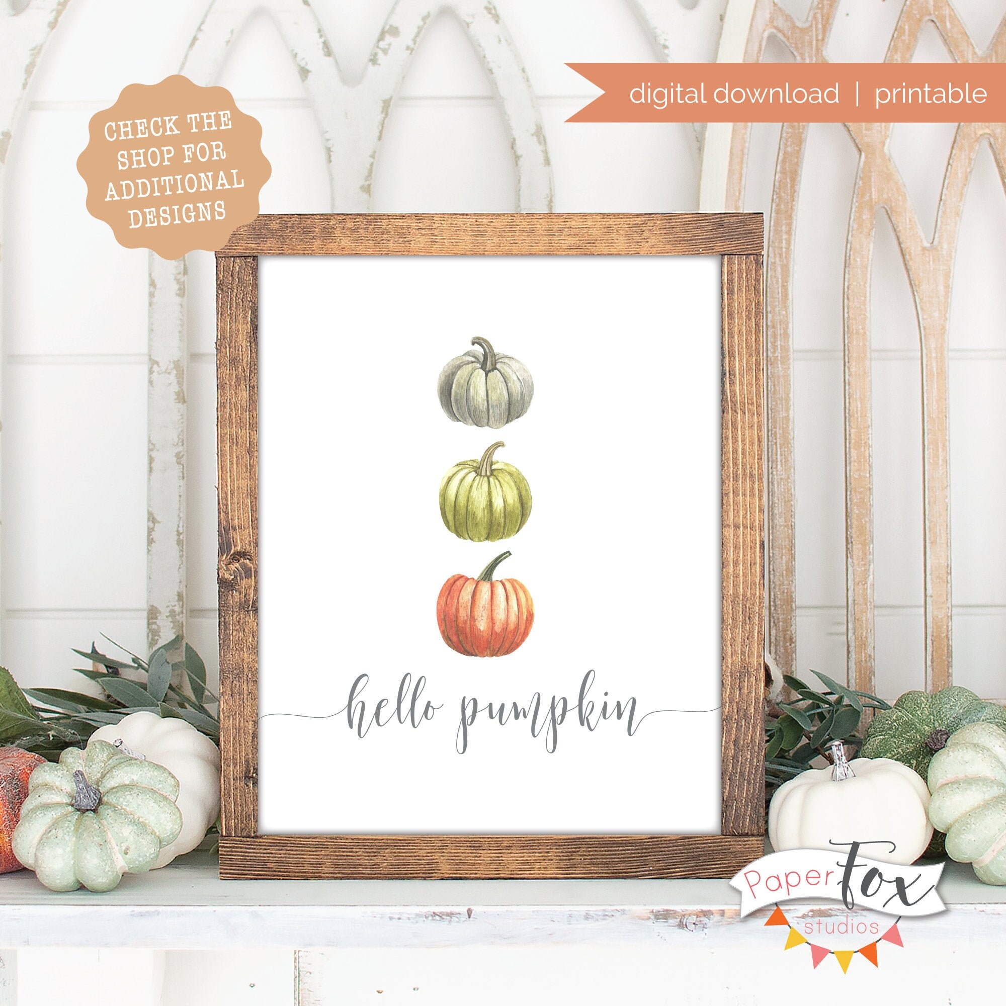 Hello Pumpkin Sign, Fall Printable Decor, Fall Decor, Thanksgiving Printable, Fall Farmhouse, Farmhouse Printable, Printable Art