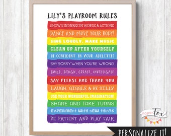 Playroom Rules / Playroom Art / Playroom Decor / Kids Wall Art / Childrens Art / Kids Room Art / Playroom Sign / Art for Kids / PRINTABLE