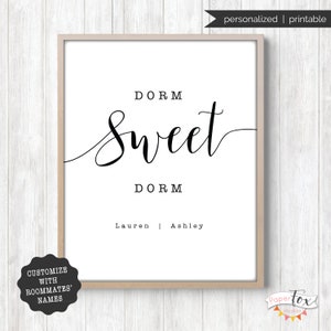 Personalized dorm room decor (printable JPG file) featuring custom names of roommates