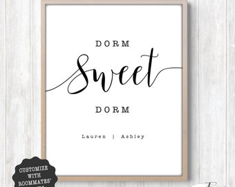 Personalized dorm room decor (printable JPG file) featuring custom names of roommates