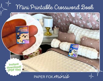 Druckbares Puppenhaus Miniatur Kreuzworträtsel Buch mit Seiten, Maßstab 1:12 (PDF, Instant Download)