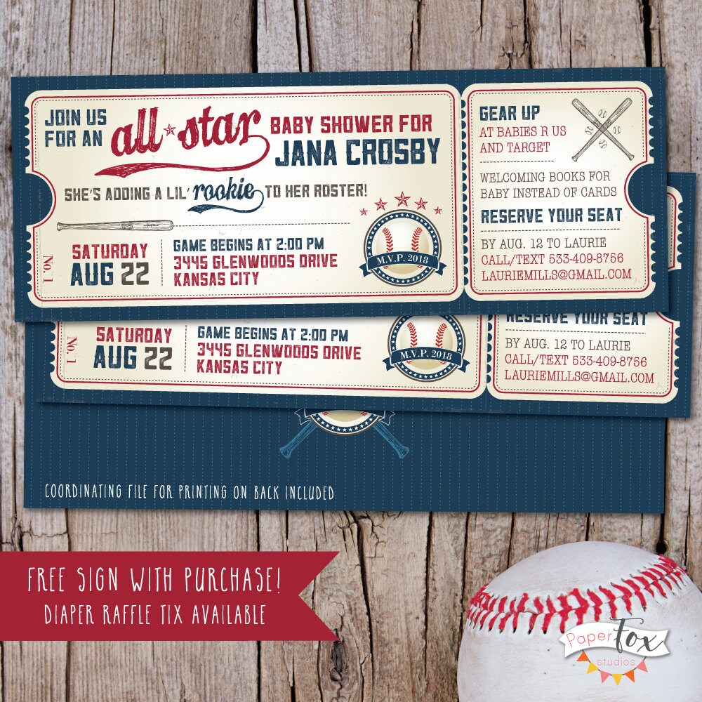 Vintage Baseball Shower Invitation, Baseball Baby Shower Invitation, …