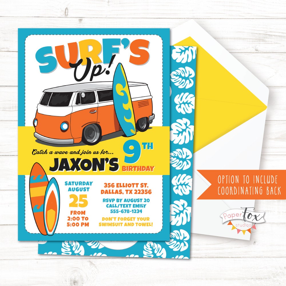 Surf Birthday Invitation Surf Party Invitation Pool Party | Etsy