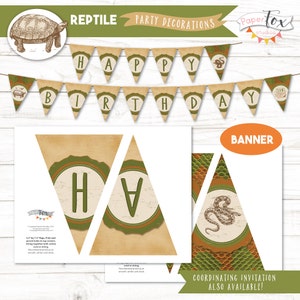Reptile Birthday Party Printable Decorations Set Featuring Cupcake ...