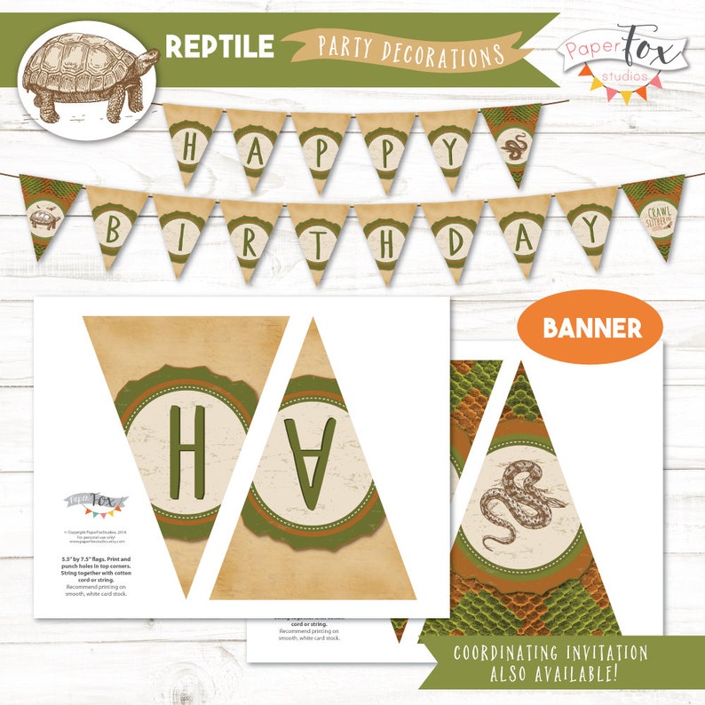 Reptile Birthday Party Printable Decorations Set Featuring - Etsy Canada