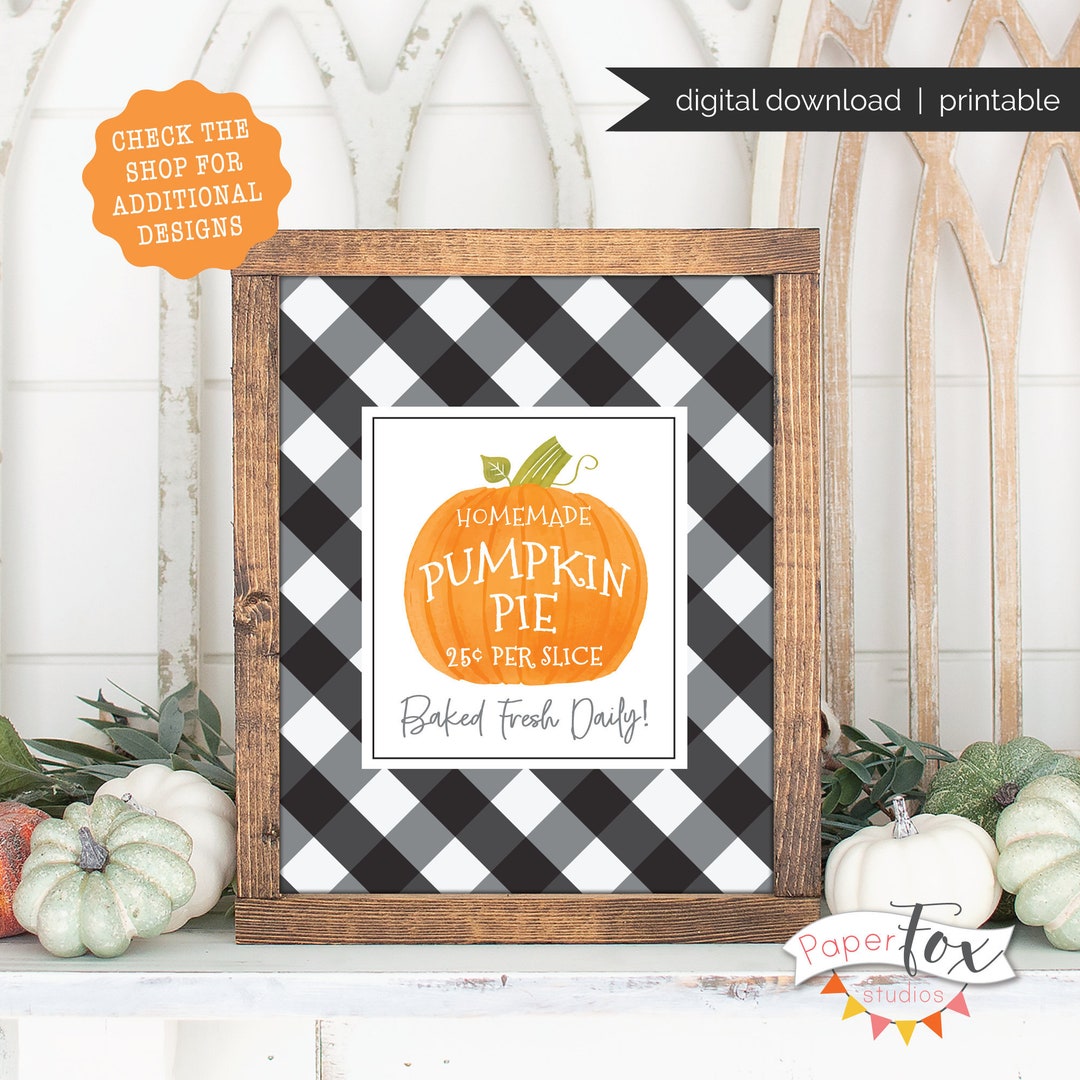 Pumpkin Pie, Printable File, Fall Printable Decor, Buffalo Plaid - Etsy