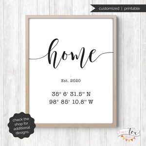 Printable GPS Coordinates Sign (JPG), Personalized GPS, Housewarming Gift, Realtor Closing Gift, Latitude Longitude, Printable Digital File