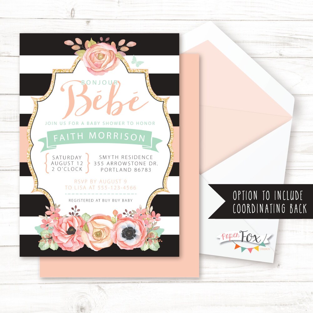 Paris Baby Shower Invitation Eiffel Tower