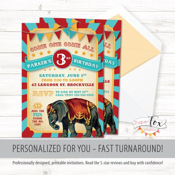 vintage circus birthday invitation circus invitation carnival birthday party first birthday invitation circus party invite printable circus birthday invitations