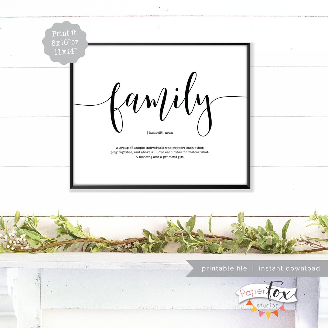 Definition of Family Printable Wall Art (JPG), Farmhouse Decor, Family ...