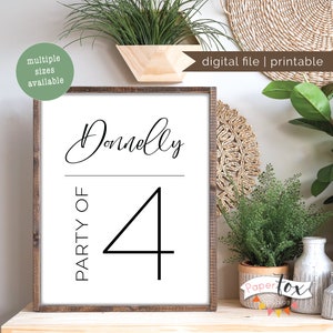 Personalized 'party of' printable sign featuring your last name, Printable file JPG image 3