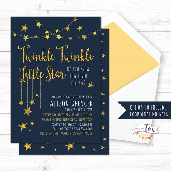 Twinkle Twinkle Little Star Baby Shower Invitation Twinkle Etsy