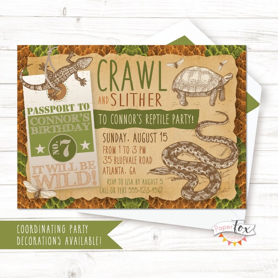 Reptile Birthday Invitation Reptile Party Invitation Reptile Etsy