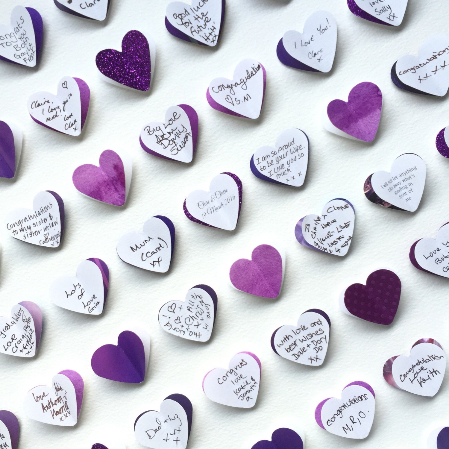 Wedding guest book alternative purple wedding 100 hearts Etsy