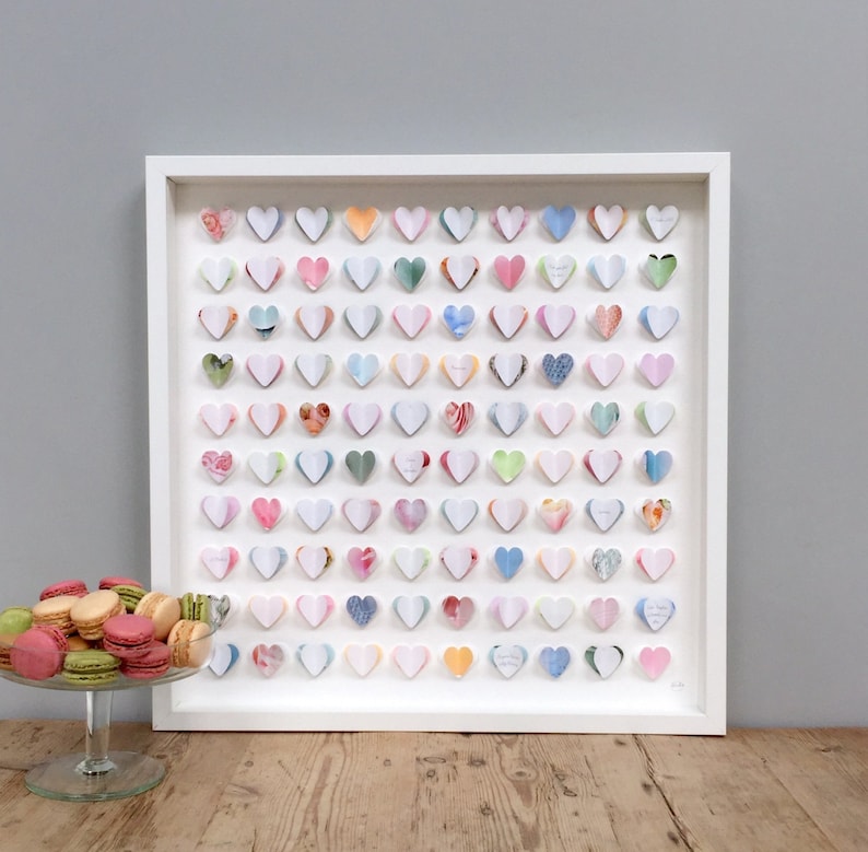 Wedding guest book alternative pastel wedding 100 hearts LARGE SIZE wedding gift unique guestbook wedding ideas. image 9