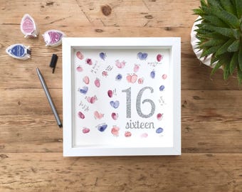 Fingerprint birthday guest book. Party guest book. 16th birthday guest book. Birthday present. Sweet 16. Gift for 16th birthday.