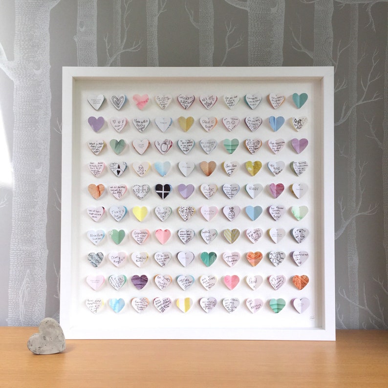 Wedding guest book alternative pastel wedding 100 hearts LARGE SIZE wedding gift unique guestbook wedding ideas. image 2