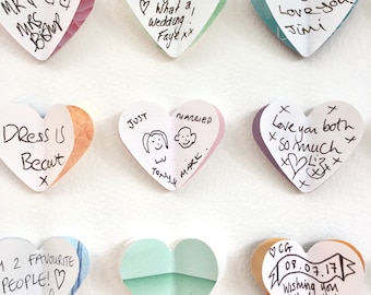 Wedding guest book alternative - pastel wedding - 100 hearts - LARGE SIZE - wedding gift - unique guestbook - wedding ideas.