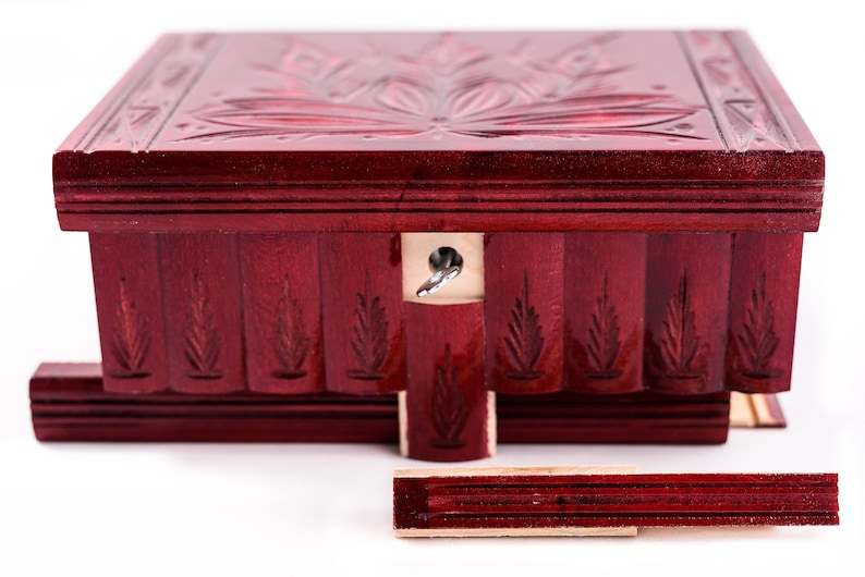 Huge Red Wooden Puzzle Box Jewelry Box Magic Box Brain Etsy