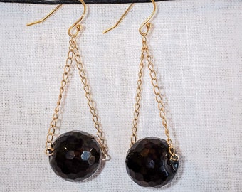 Dark Faceted Swing Stone Earrings