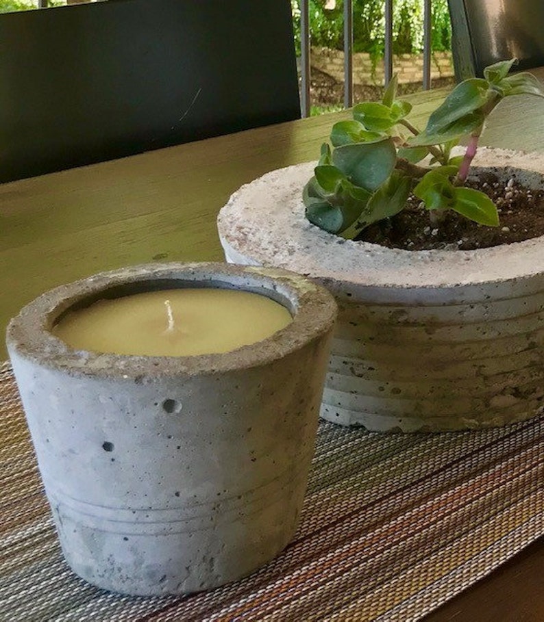 Reburn Collection Recycled Candle and Concrete Planter Etsy