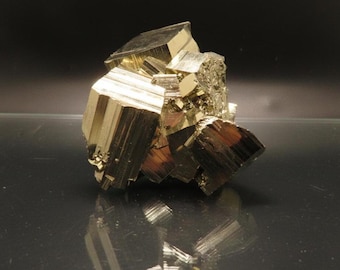 Pyrite and Calcite - Huanzala Mine, Peru - Cabinet Mineral Specimen