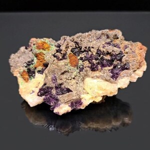 Fluorita-Malaquita-Barita: Mapimi, México - Pequeño ejemplar mineral de colección