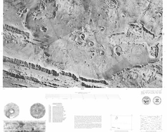 Mars -  Controlled photomosaic of the Coprates Northeast Quadrangle - Vintage Map - US Geological Survey Map I-1208