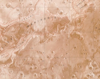 Vintage Mars Map: Margaritifer Sinus Quadrangle Topographic Print