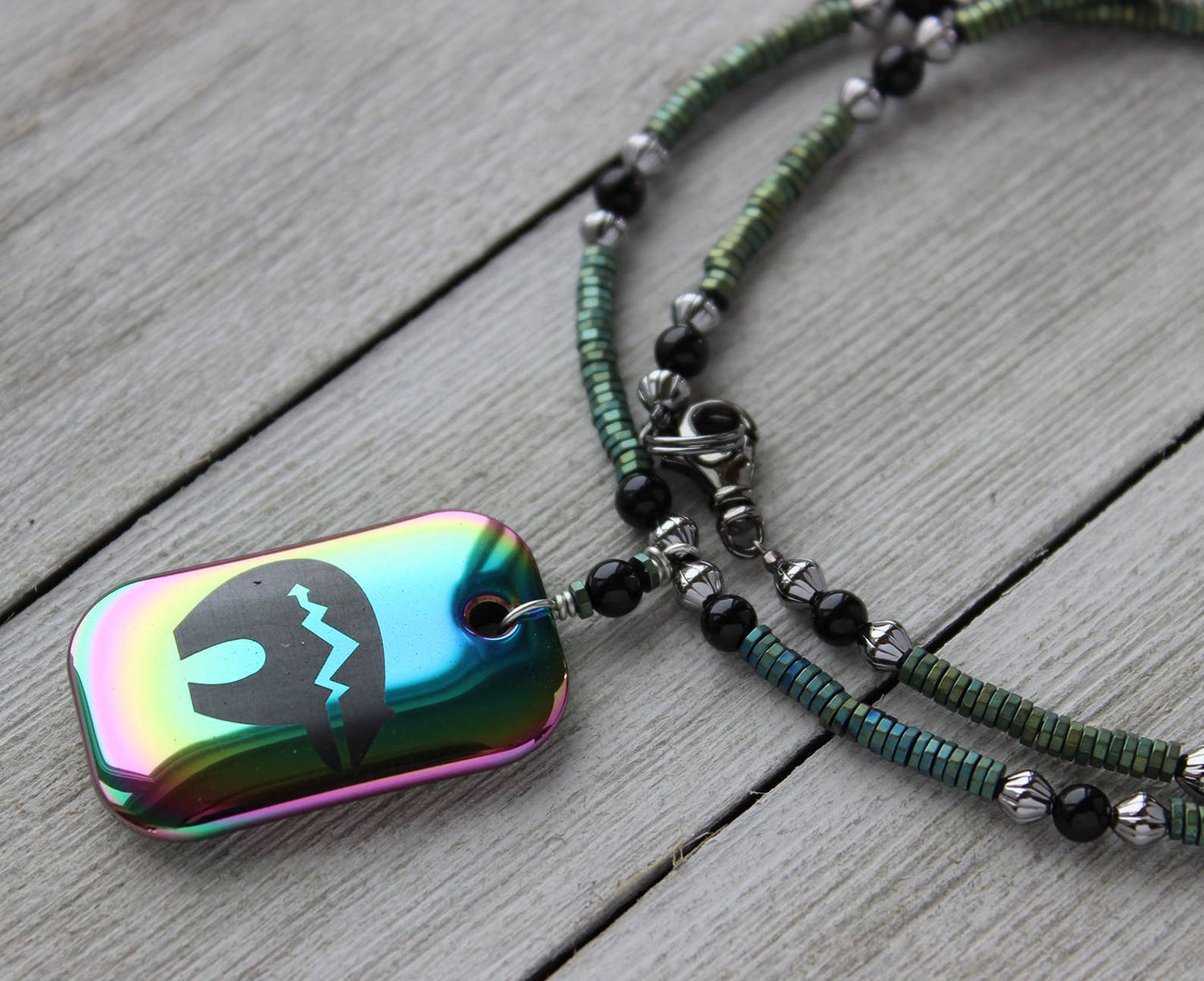 Mens Green Necklace Etsy