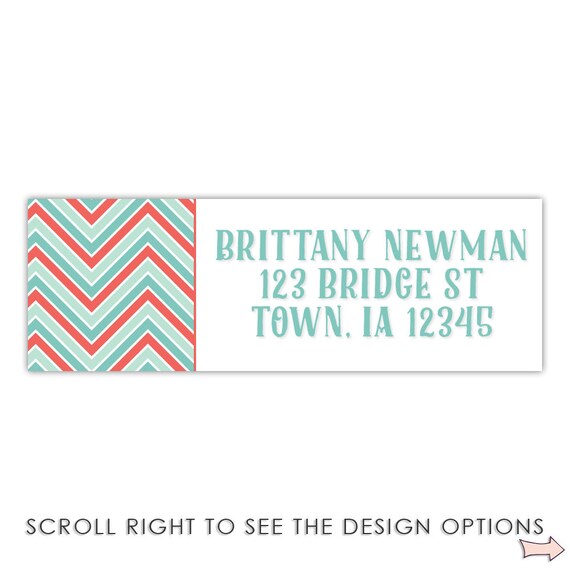 return address label chevron print personalized return etsy