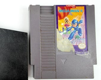 Mega Man 4 - Nintendo NES Video Game 1991 Cartridge & Black Sleeve Label Torn