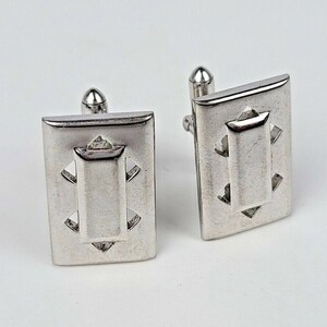 Vintage Silver Tone Mens Cuff Links Unique Southwest Pattern