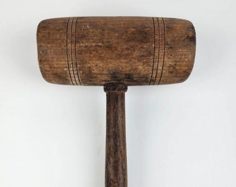 Vintage Mittelgroßer Holzhammer, 6" Kopf, 2,5" Oberfläche ohne Markenzeichen