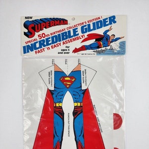 Superman Incredible Glider Cardboard 1987 DC Comics nuevo en paquete
