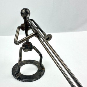 Metal Artisan Statue Nuts and Bolts Musician Playing Trombone 5.5&quot; Tall
