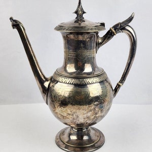 Gorham Silver Soldered Pitcher extra fancy monogrammed letter "M" single dent