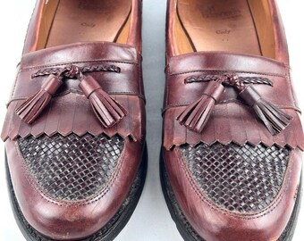 Vintage Allen Edmonds Cody 11390 Burgandy Tassel Woven Loafers Shoes Size 10.5 B