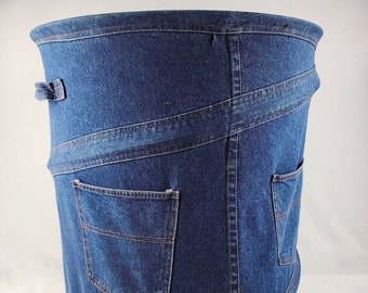 Vintage Denim Jeans Pocket Laundry Basket Hamper Collapsable -needs zipper tabs