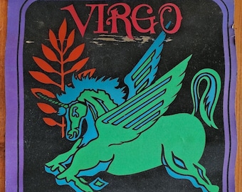 1969 Vigro Zodiac sign blacklight velvet poster small 16" x 19" Pegasus