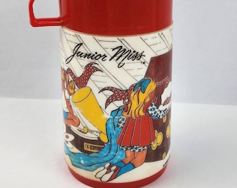 vintage Aladdin Junior Miss Lunchbox Thermos Plastique Rouge en très bon état
