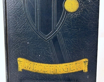 1934 The Messenger Yearbook Durham NC High School Copertina in pelle Ottime condizioni
