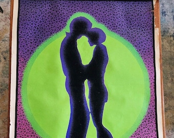 1973 Do Your Thing Blacklight Poster Black Couple Love Poem 34" x 23"