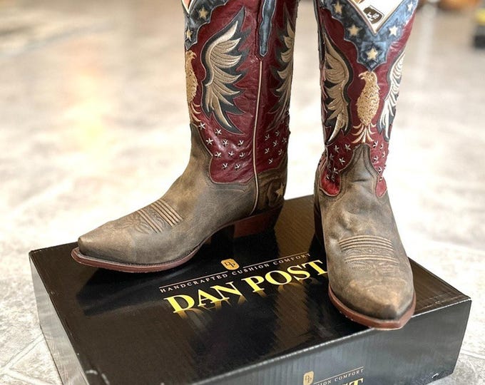 Dan Post Leather Bay Apache / Red Eagle Western Men's Cowboy Boots 11 D ...